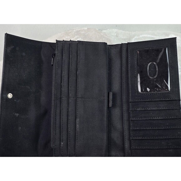 Liz Claiborne Black Leather Tri- Fold Check Book Style Wallet - Picture 4 of 8